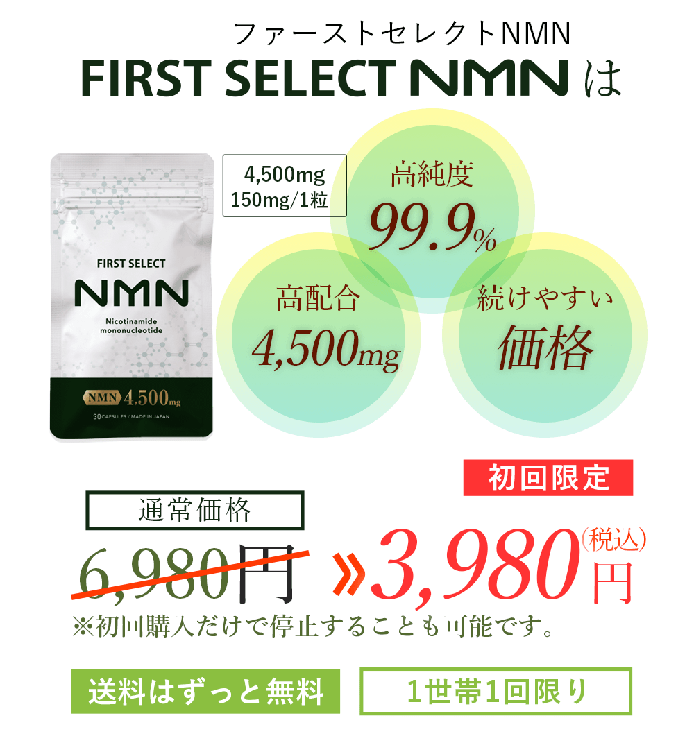 FIRST SELECT NMNは初回限定価格で3,980円
